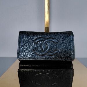 CHANEL Textured Black Leather Wallet